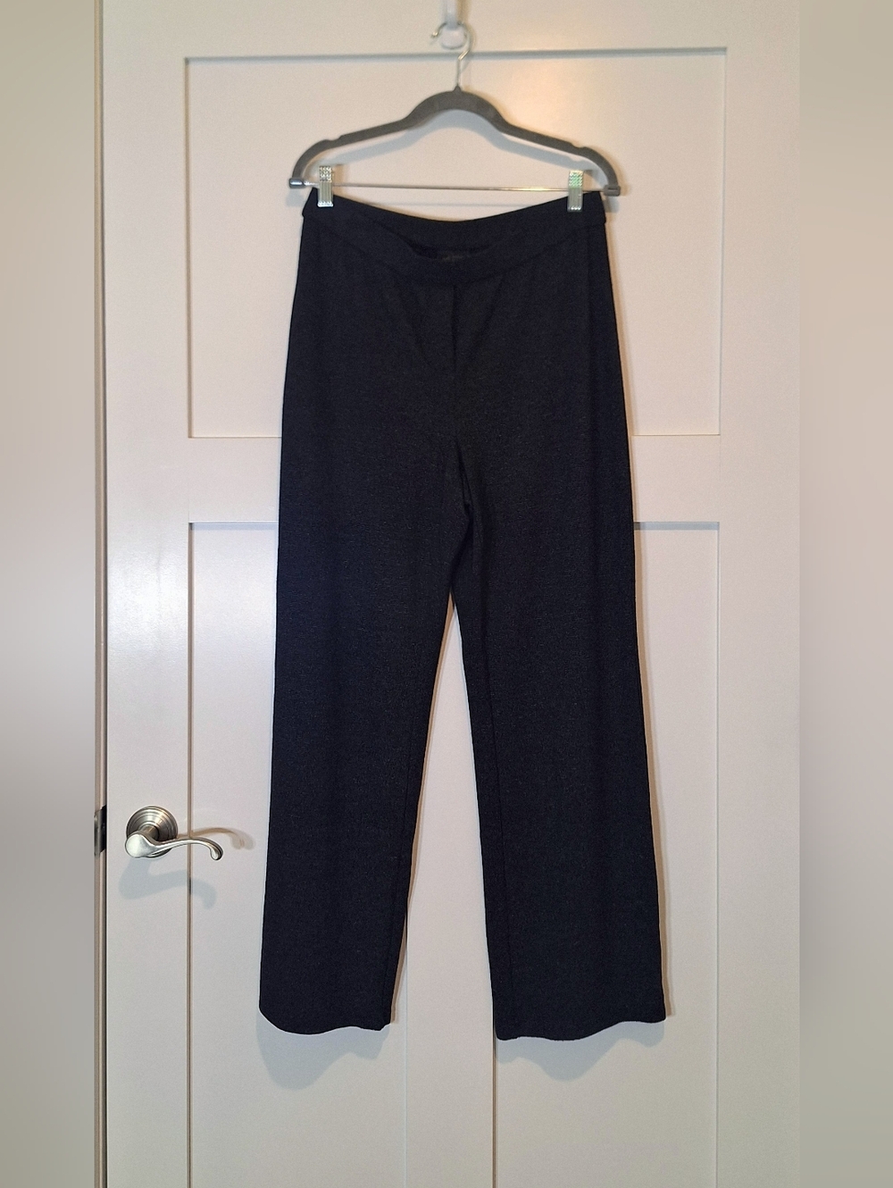 J. Jill Wearever Wide Leg Black Marled Pants Pull On W/Stretch Size Medium